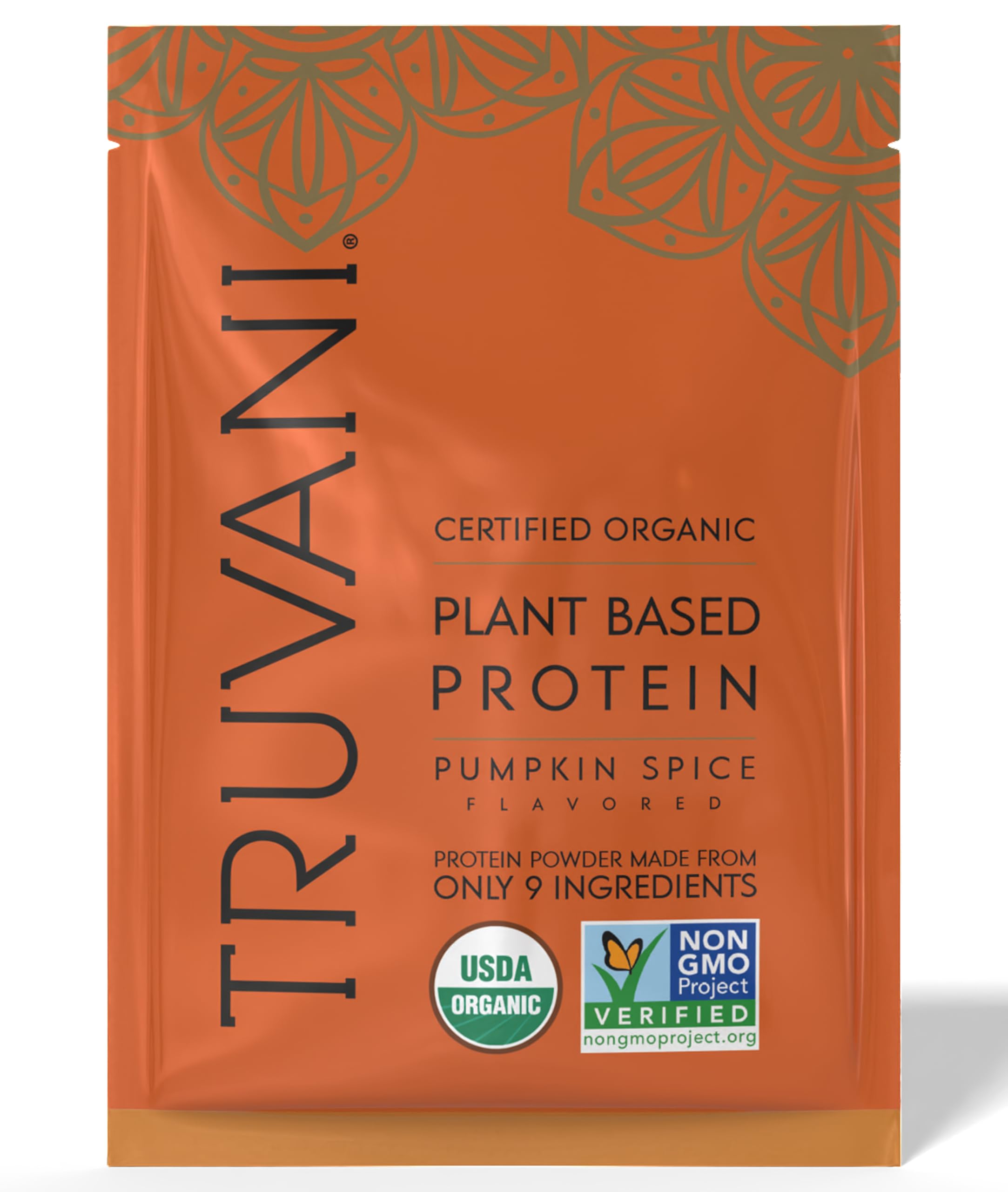 Proteína de Truvani guisante vegana sabor calabaza en polvo para batidos veganos