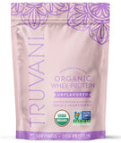 Truvani proteína orgánica sin sabor, envase de polvo para batidos.
