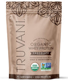 Truvani proteína de suero orgánica chocolate, envase práctico para batidos nutritivos