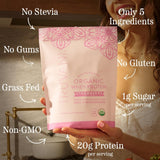 Truvani Proteína de Suero Orgánica Etiqueta Clara: ingredientes claros para una compra consciente.