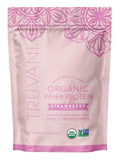 Truvani Proteína de Suero Orgánica Fresa Pote: proteína limpia para batidos post-entrenamiento.