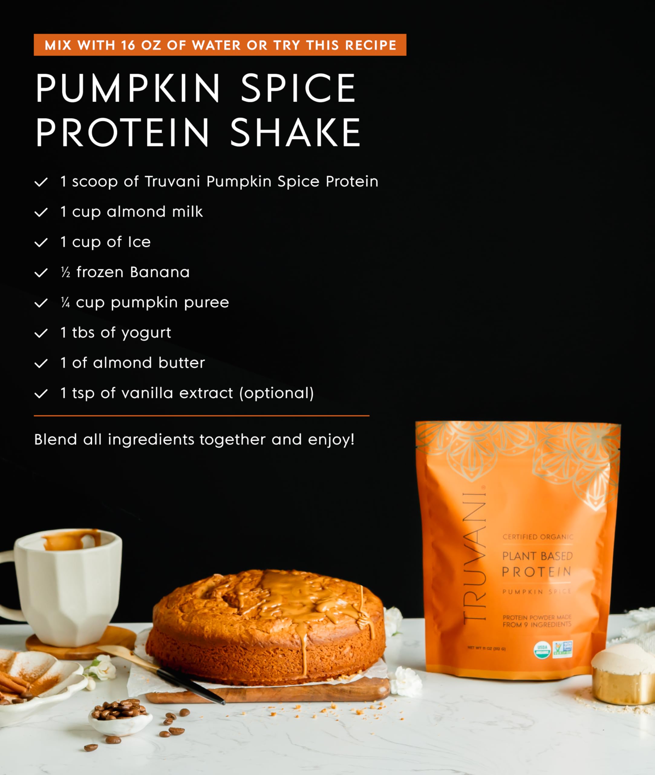 Proteína proveniente de guisante, calabaza y chía, para nutrición diaria.
