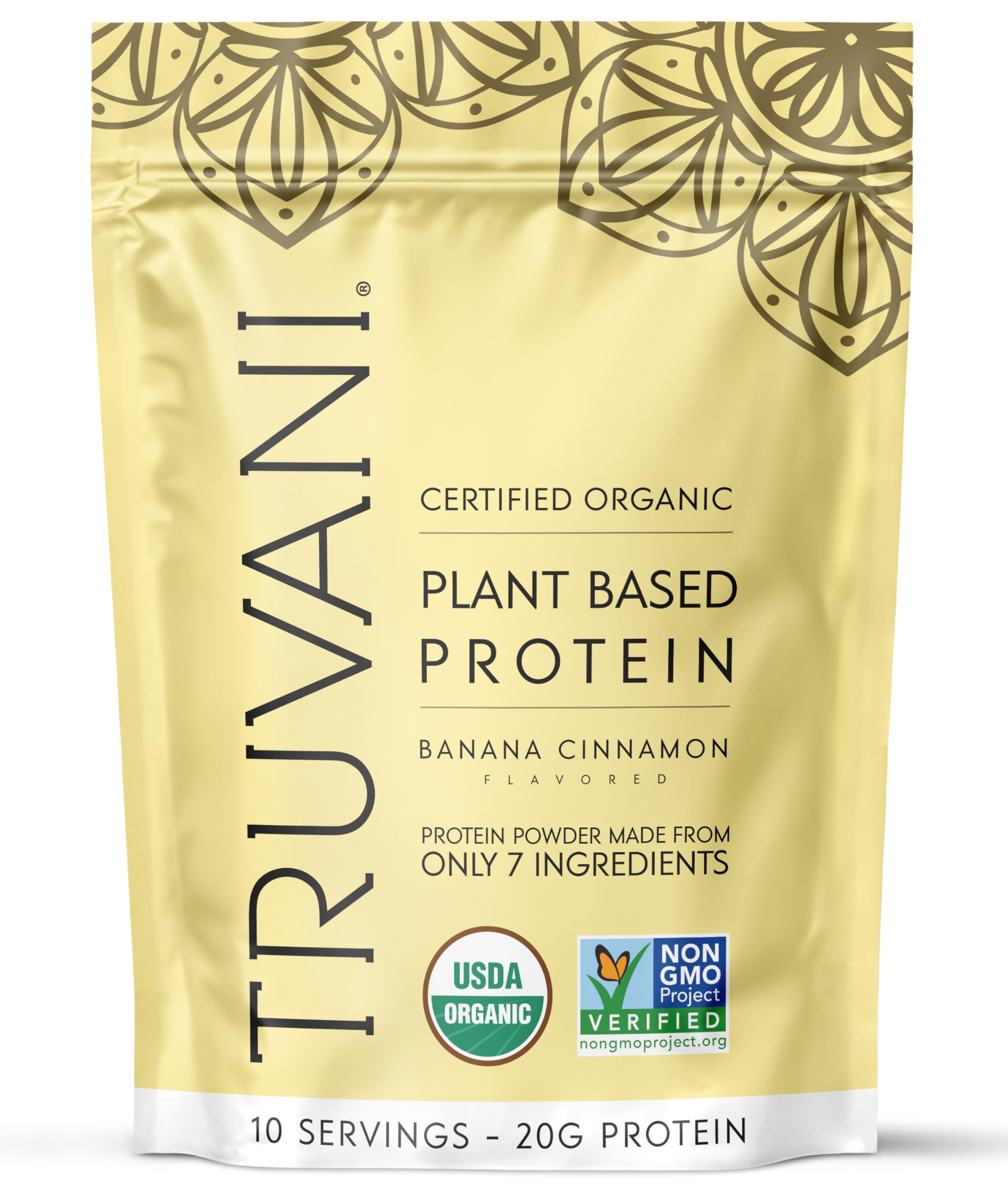 Truvani Proteína Vegetal Banana Canela batido para energía diaria.