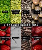 Bebida de proteína vegetal Truvani sabor fresa para recargar energía.