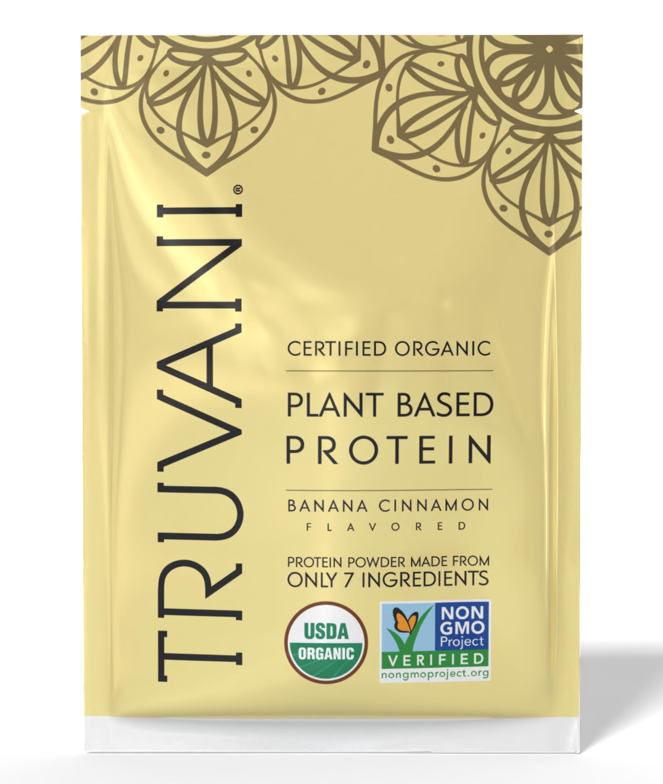 Proteina vegetal Truvani en botella, sabor platano canela, energia diaria para tu dia.