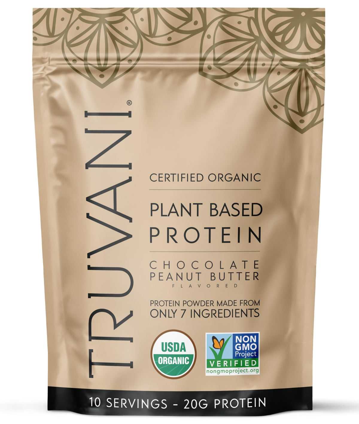Envase de Truvani Proteína Vegetal para un consumo fácil y limpio.