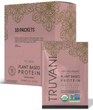 Truvani proteína vegetal de guisante Vanilla Chai en sobres para batidos.