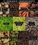 Ingredientes orgánicos de Truvani proteína vegetal vainilla-chai