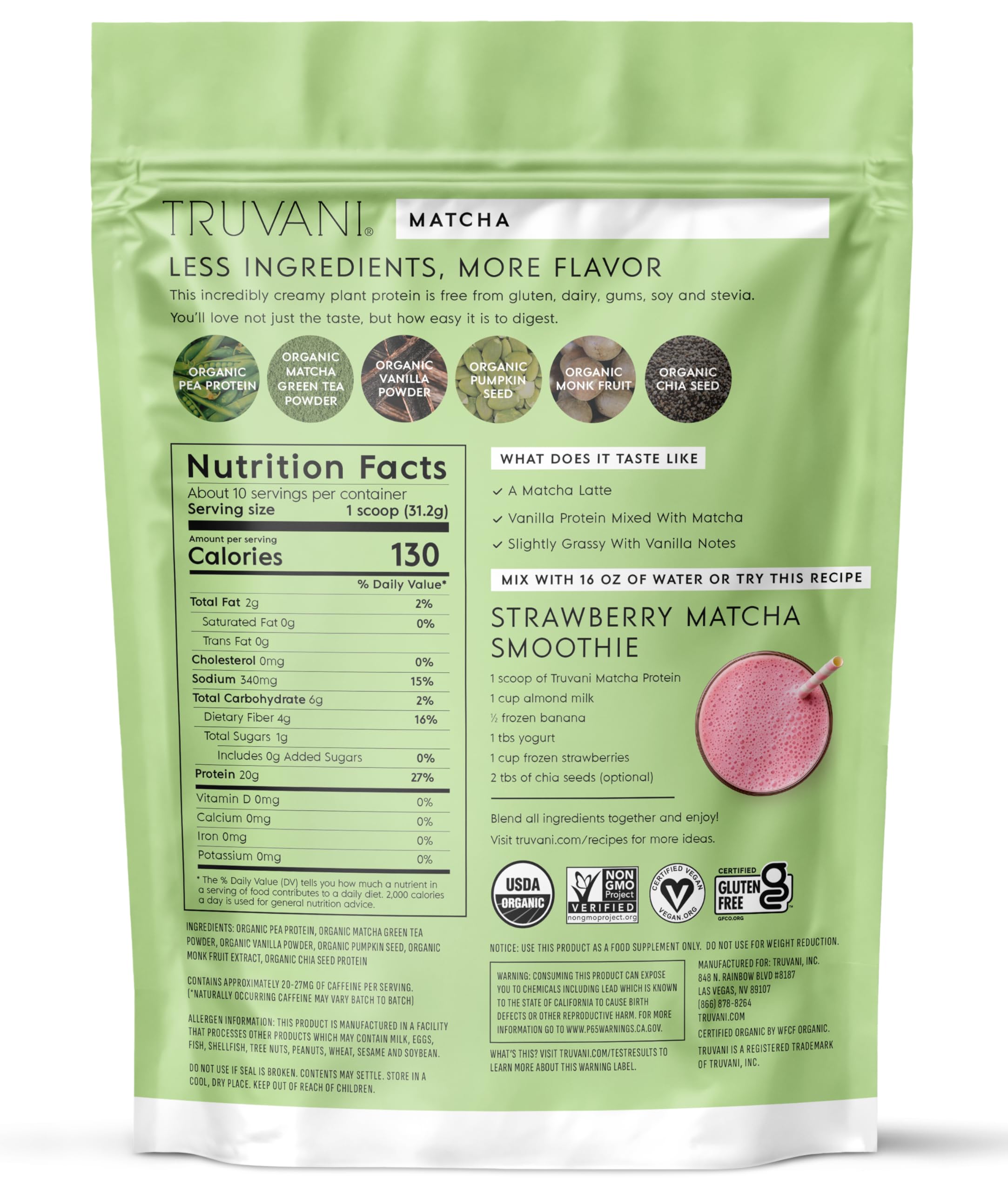 Uso diario para energía y rendimiento con proteína vegetal de Truvani.