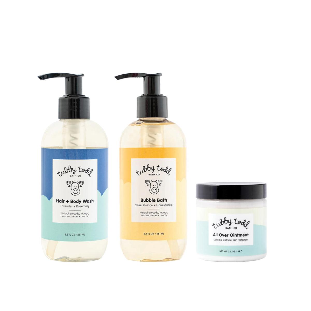 Conjunto regalo Tubby Todd Essentials para bebé, cuidado suave durante el baño.