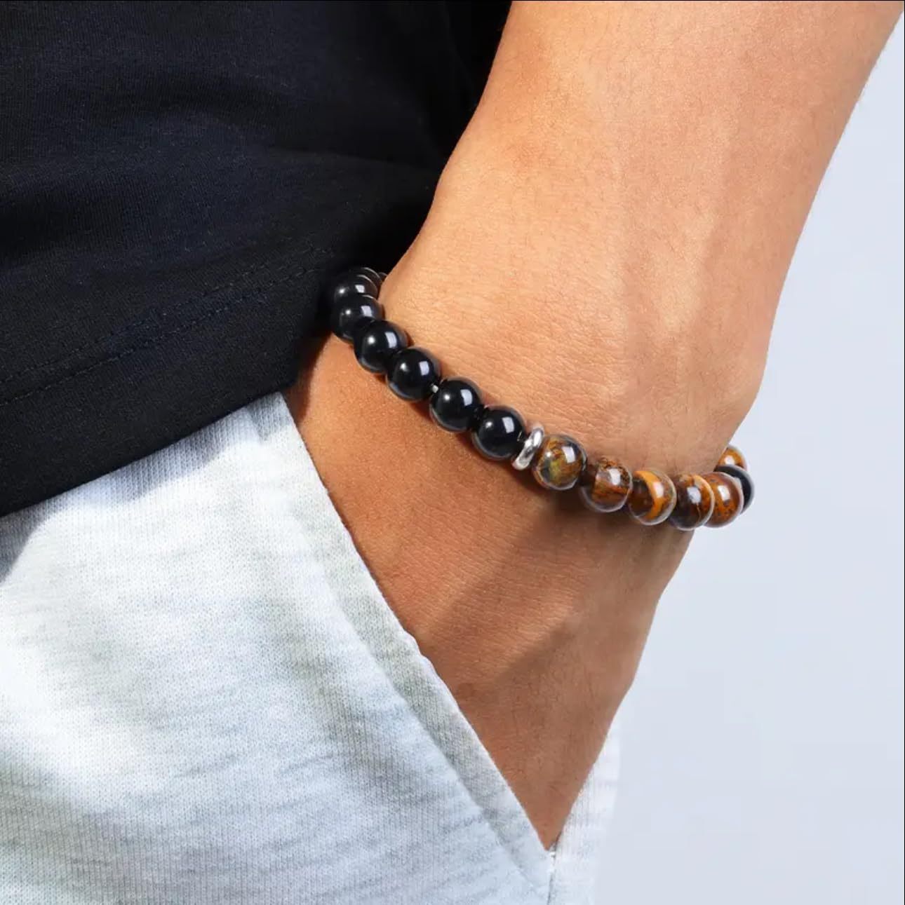 Pulsera TubianCA con turmalina negra para protección y equilibrio emocional