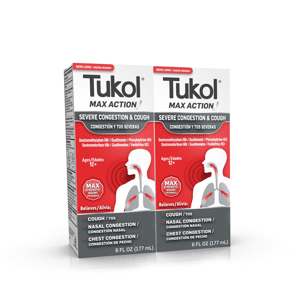 TUKOL MAX, jarabe de tos en botella para alivio de tos y congestión.