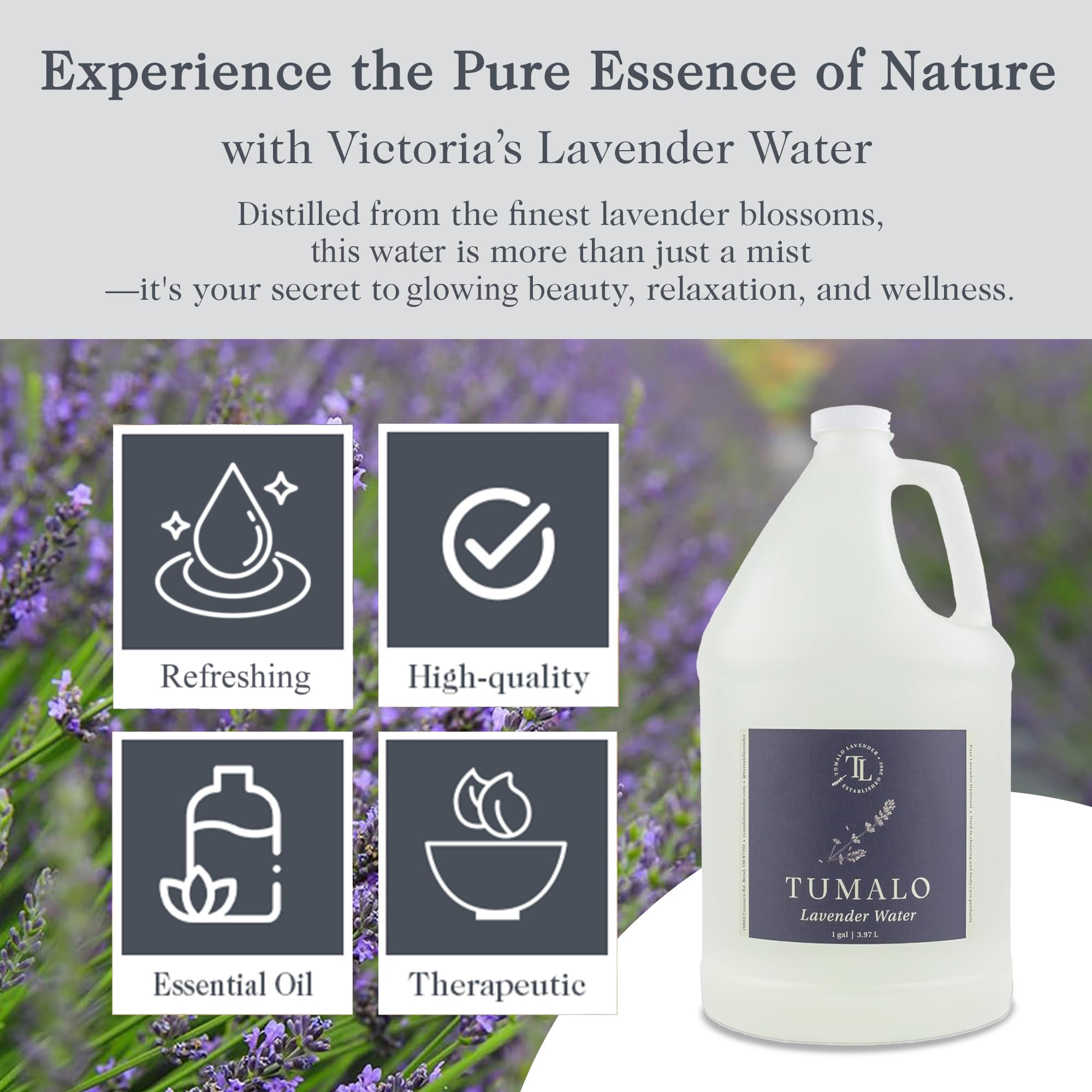 Tumalo Lavender pulverizador muestra niebla suave para relajación diaria.