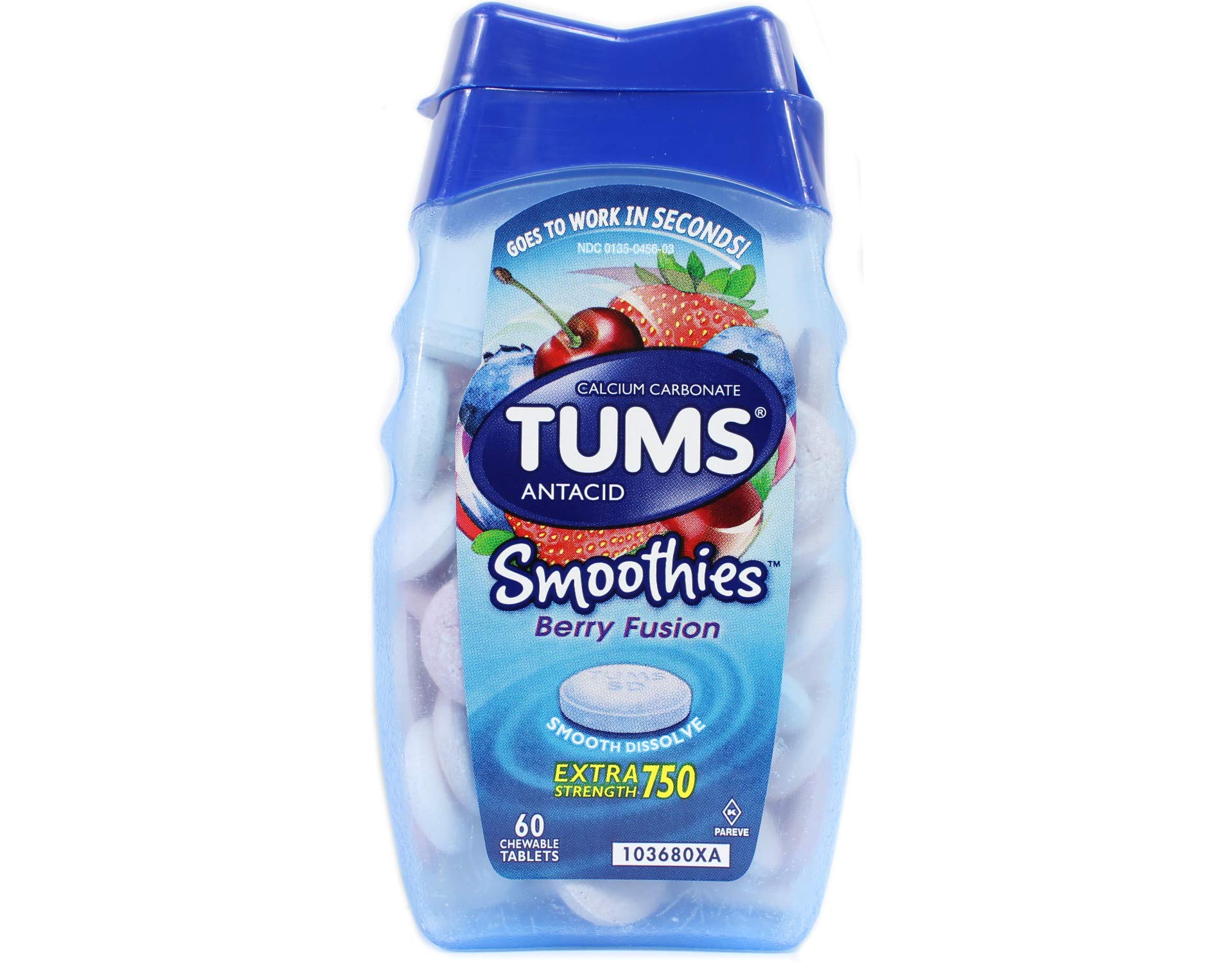 Disolución suave de tableta en la boca, experiencia agradable con TUMS Smoothies.
