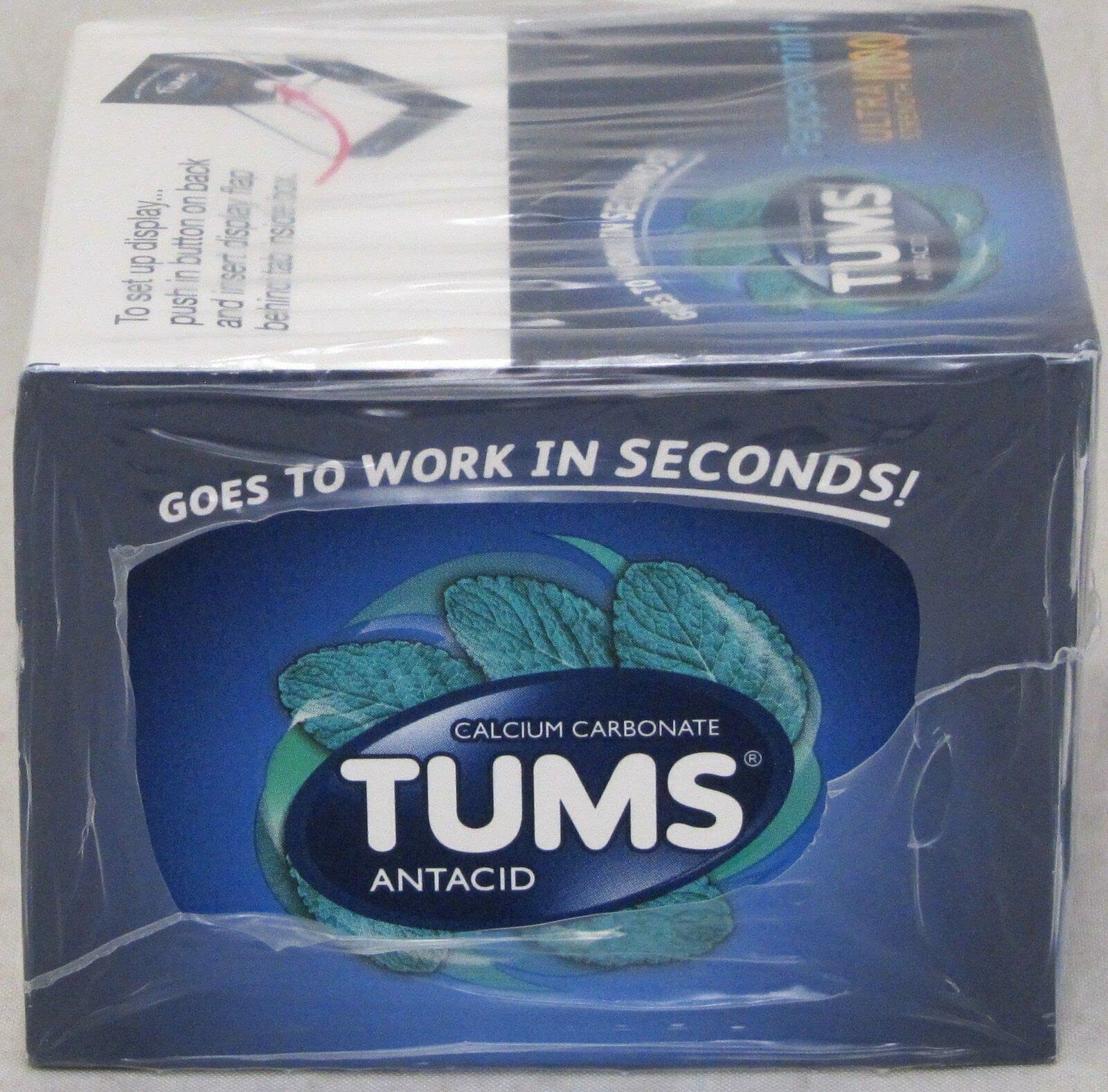 Tums Ultra Peppermint, envase práctico, uso inmediato para sensación de alivio tras comer.