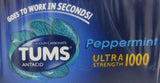 Tums Ultra Peppermint, acción rápida, ideal tras indigestión ocasional después de una comida copiosa.