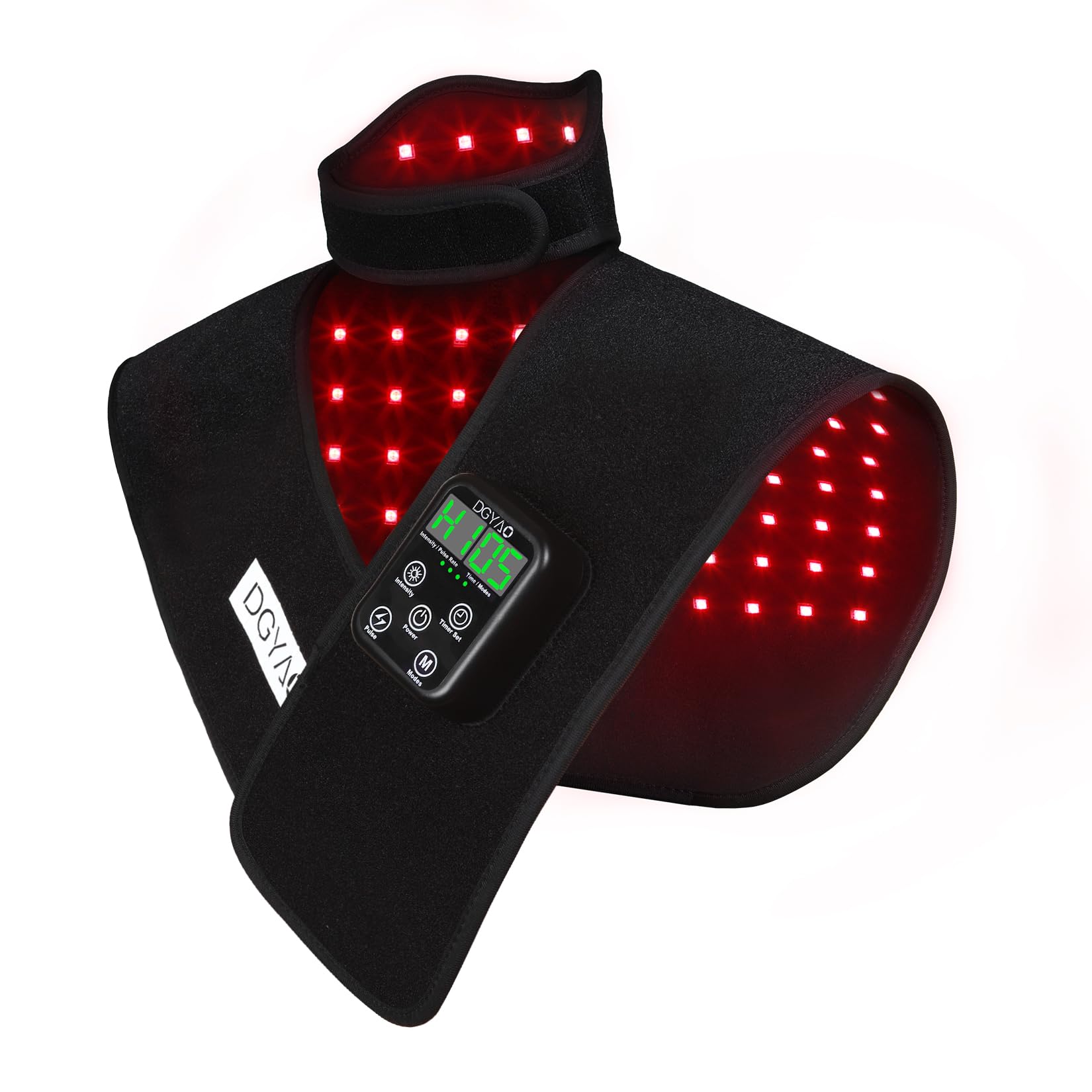 TUOYR terapia luz roja para cuello y hombros, enfoque en relajación cotidiana.