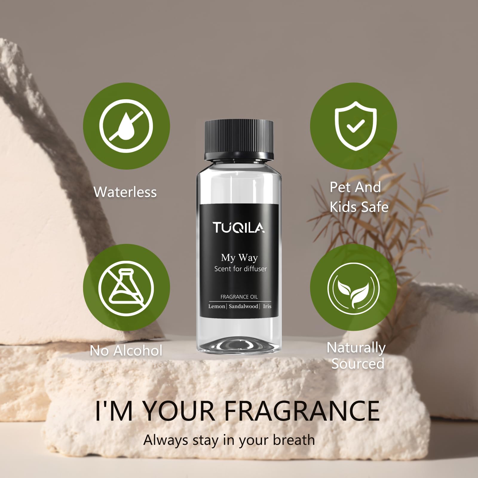 Tuqila uso fácil: añade gotas al difusor y difunde aroma.