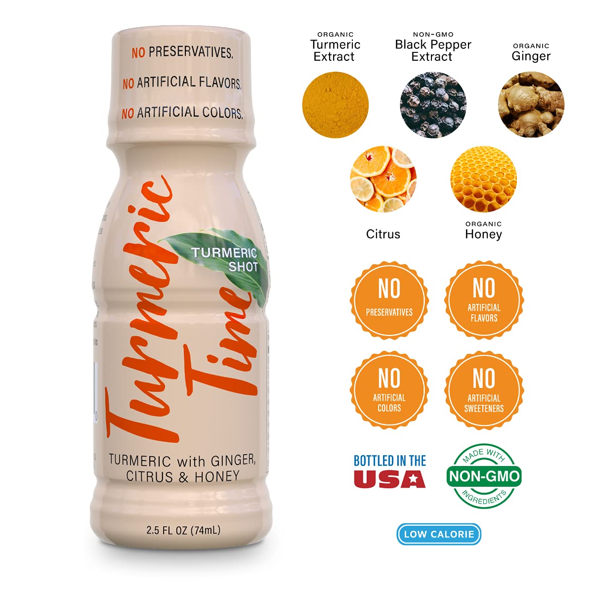 Turmeric Time Shot, liquido-dorado, experiencia sensorial cítrica y picante suave