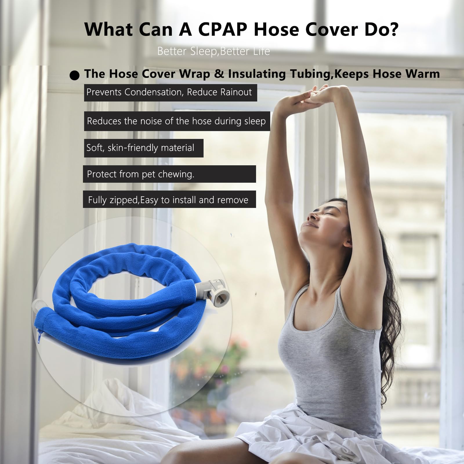Funda suave TUSIWIT para CPAP, tacto cálido y cómodo.