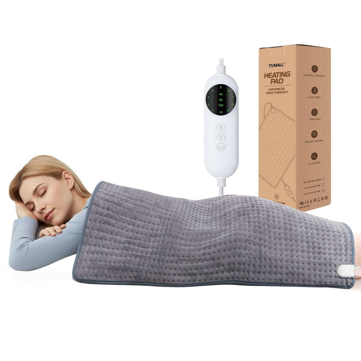 TVMALL almohadilla calor XXL 20x40 ofrece cobertura total para espalda y piernas