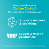 Choline Cocktail en vaso, listo para tomar y recargar energía.