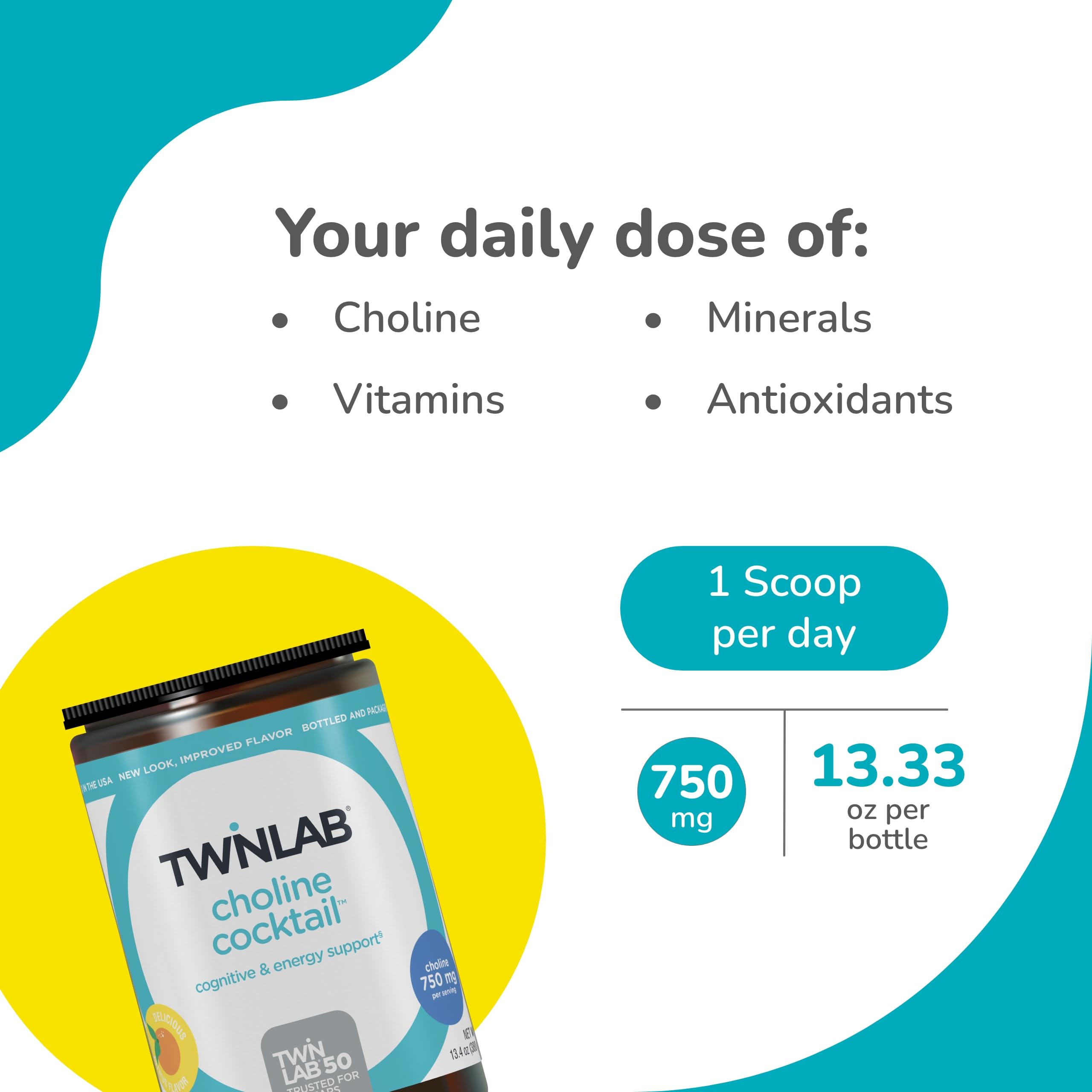 Mezcla Twinlab Choline Cocktail para batido y rendimiento.