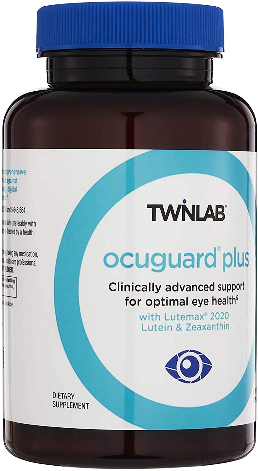 Twinlab Ocuguard Plus: etiqueta lateral, minerales clave para la vista.