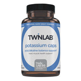 Twinlab Potassium Caps en botella para apoyo muscular y cardíaco.
