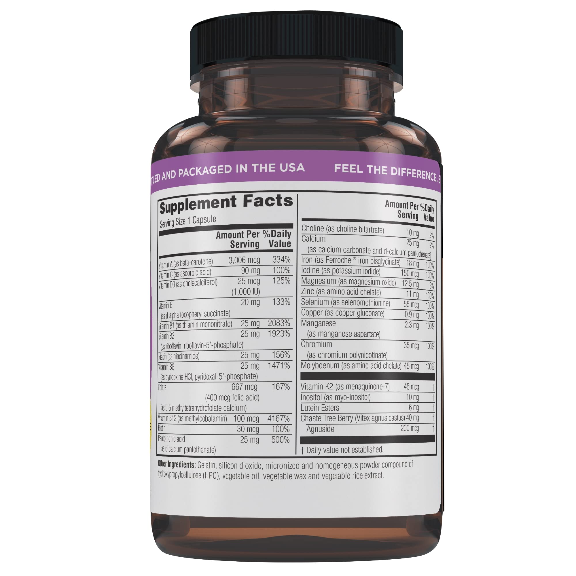 Twinlab TWL Mujer Diario Uno, etiqueta nutricional clara, beneficios posibles para piel y uñas.