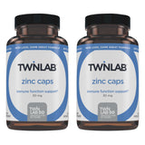 Twinlab Zinc Caps, botella frente: apoyo a la salud general y sistema inmune