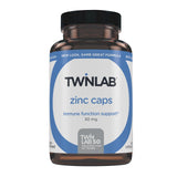 Twinlab Zinc Caps: botella frontal mostrando el envase para soporte inmune