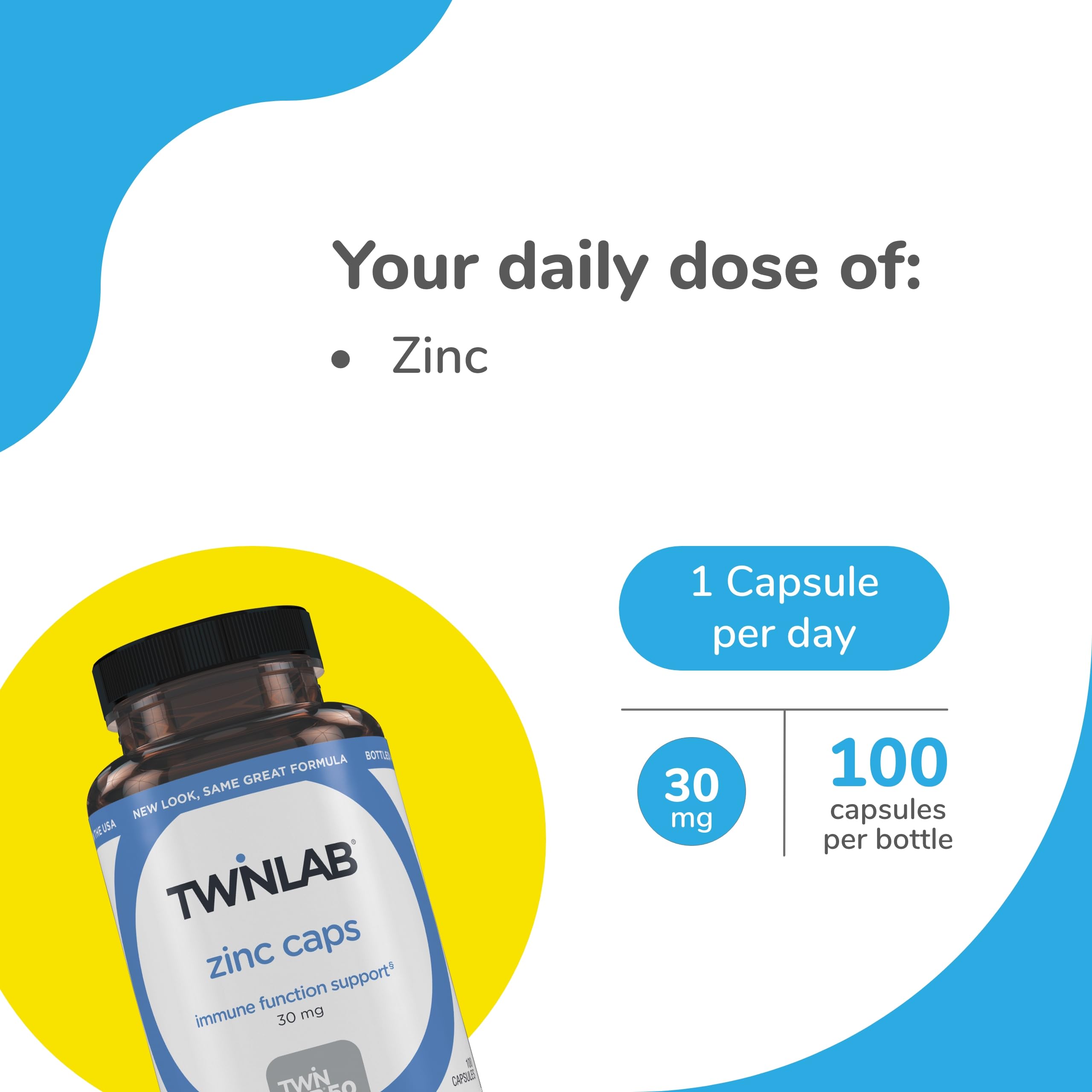 Twinlab Zinc Caps, etiqueta destacada: información clara sobre zinc y uso diario