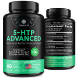 Cápsulas Twinleaf 5-HTP en frasco para apoyo al estado de ánimo.