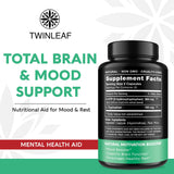 Etiqueta Twinleaf 5-HTP con dosis y uso recomendado.