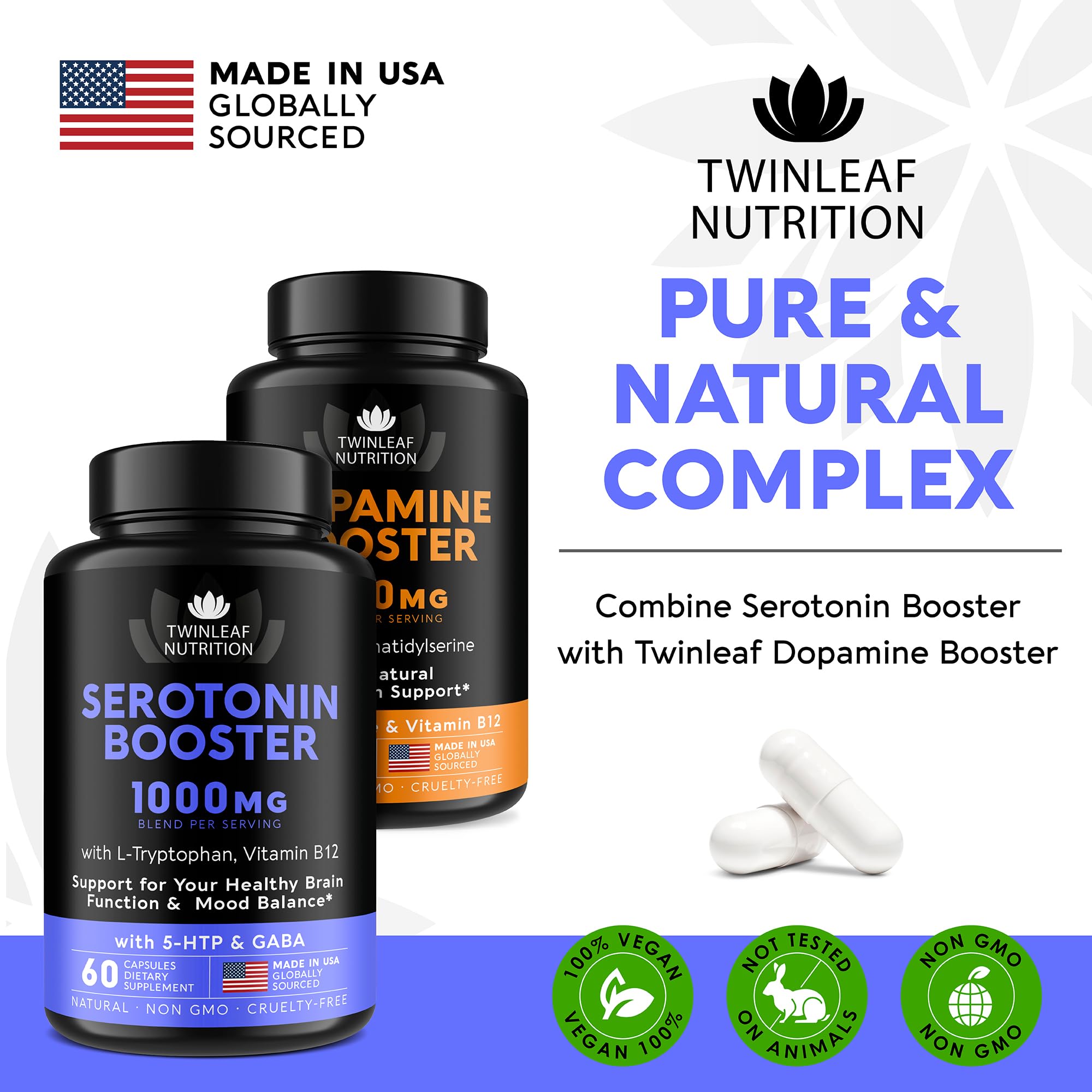 Twinleaf Serotonin Booster hecho en EE.UU. con control de calidad