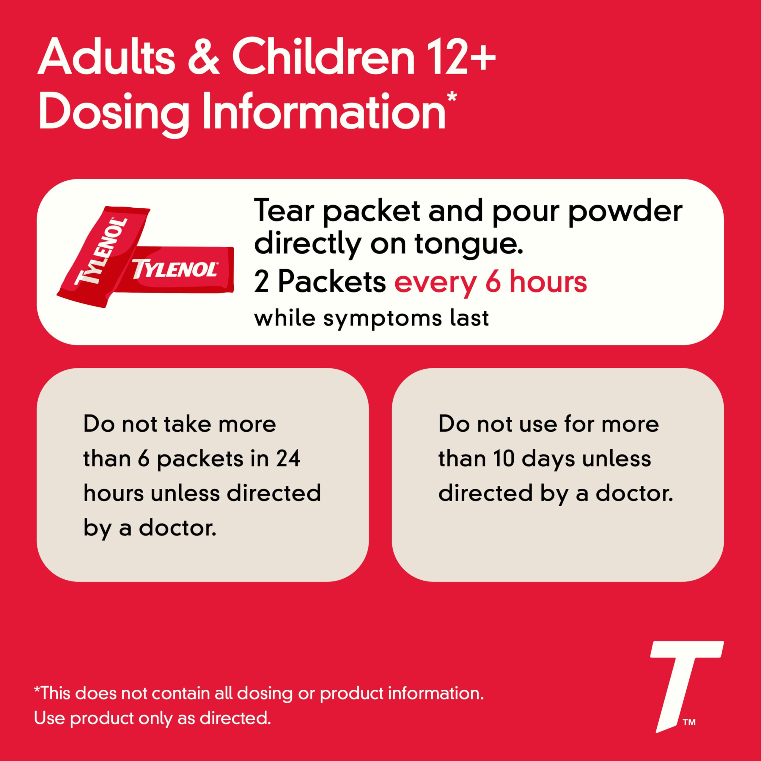 Tylenol paquete de 12 unidades, conveniencia para casa o viaje