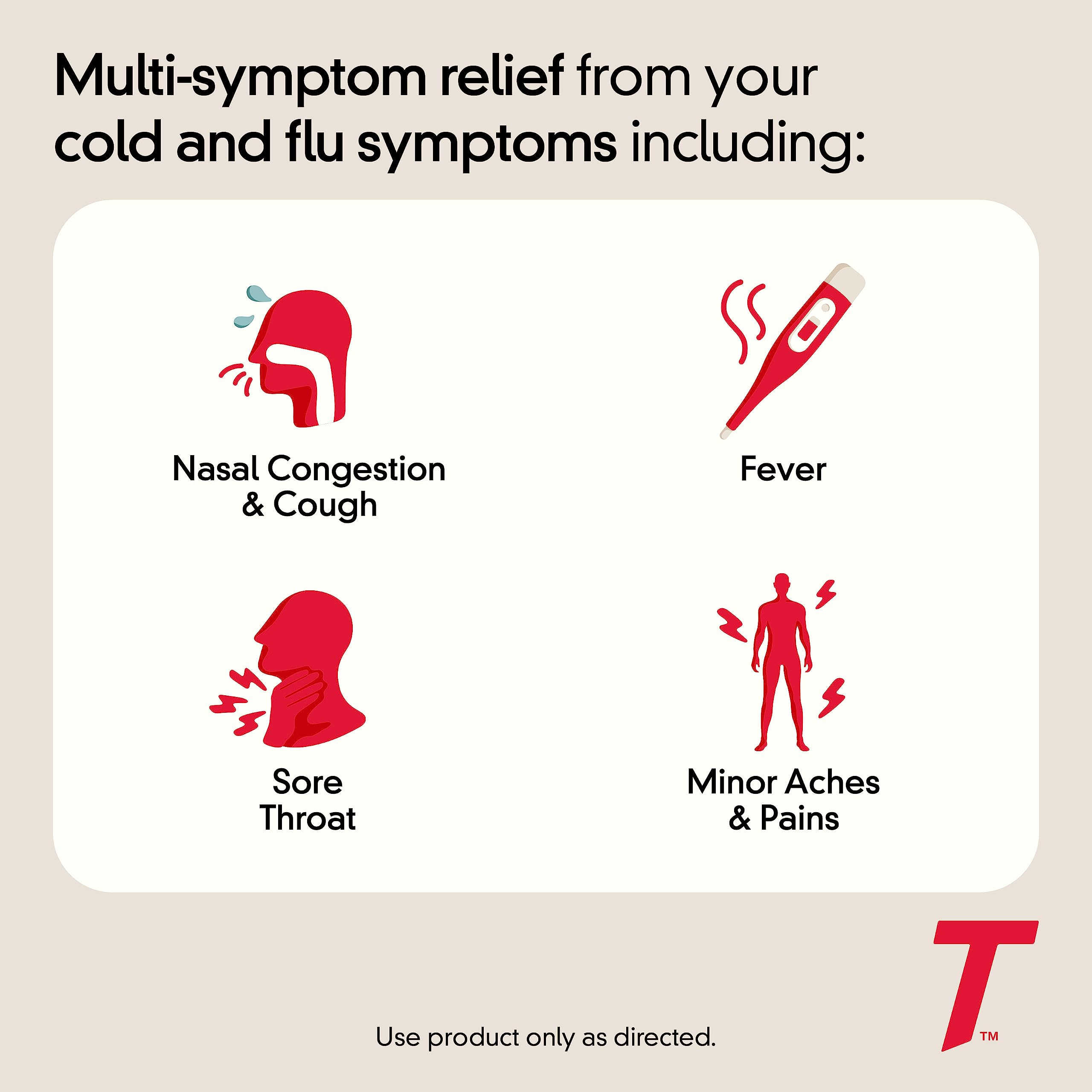 Tylenol resfriado gripe pastillas recubiertas junto a vaso de agua para aliviar la tos.