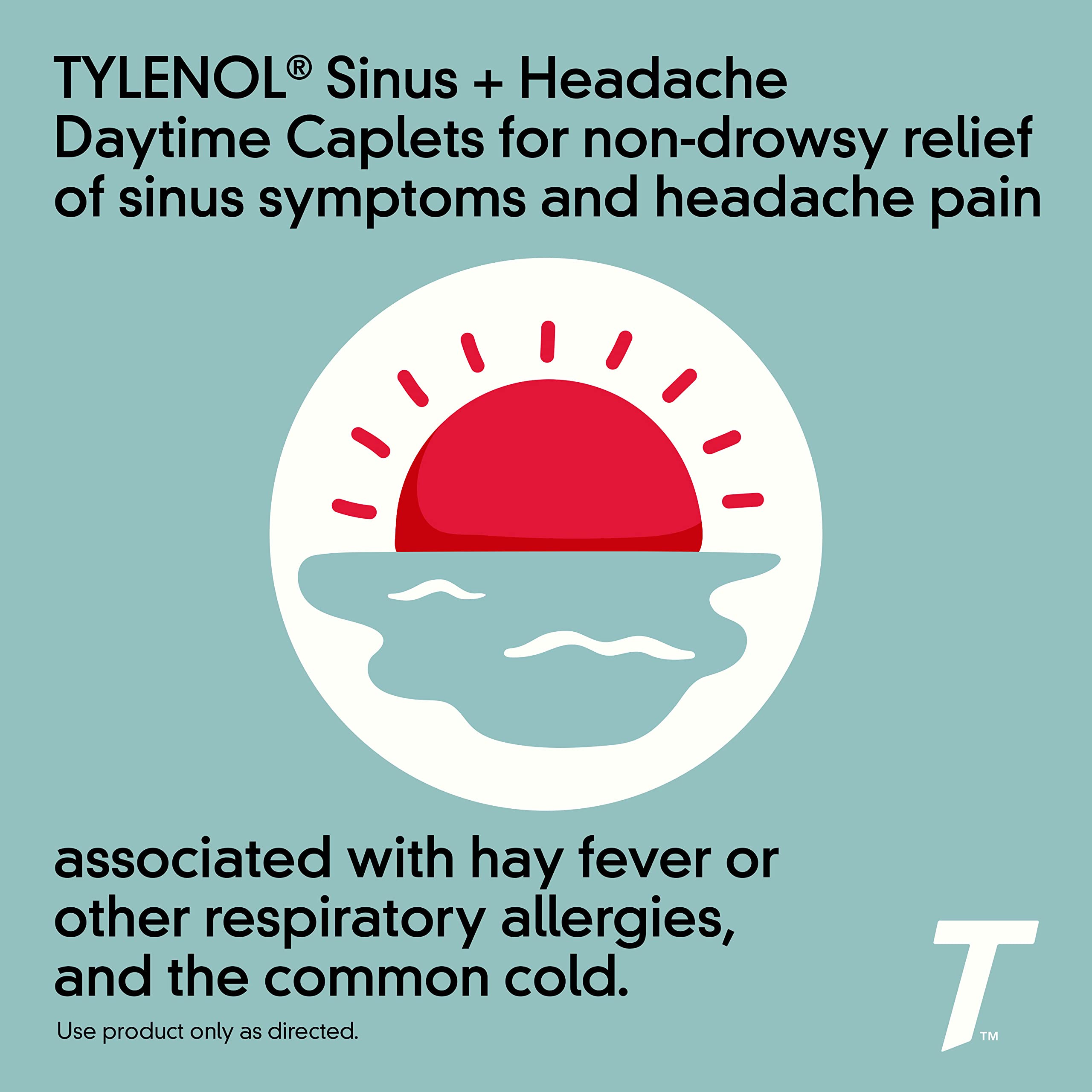 Tylenol Sinus Caplets, etiqueta fenilefrina HCl para descongestión nasal.