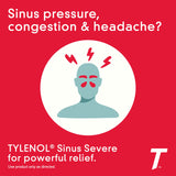 Tylenol Sinus Caplets, vista frontal del empaque para identificación de dosis.