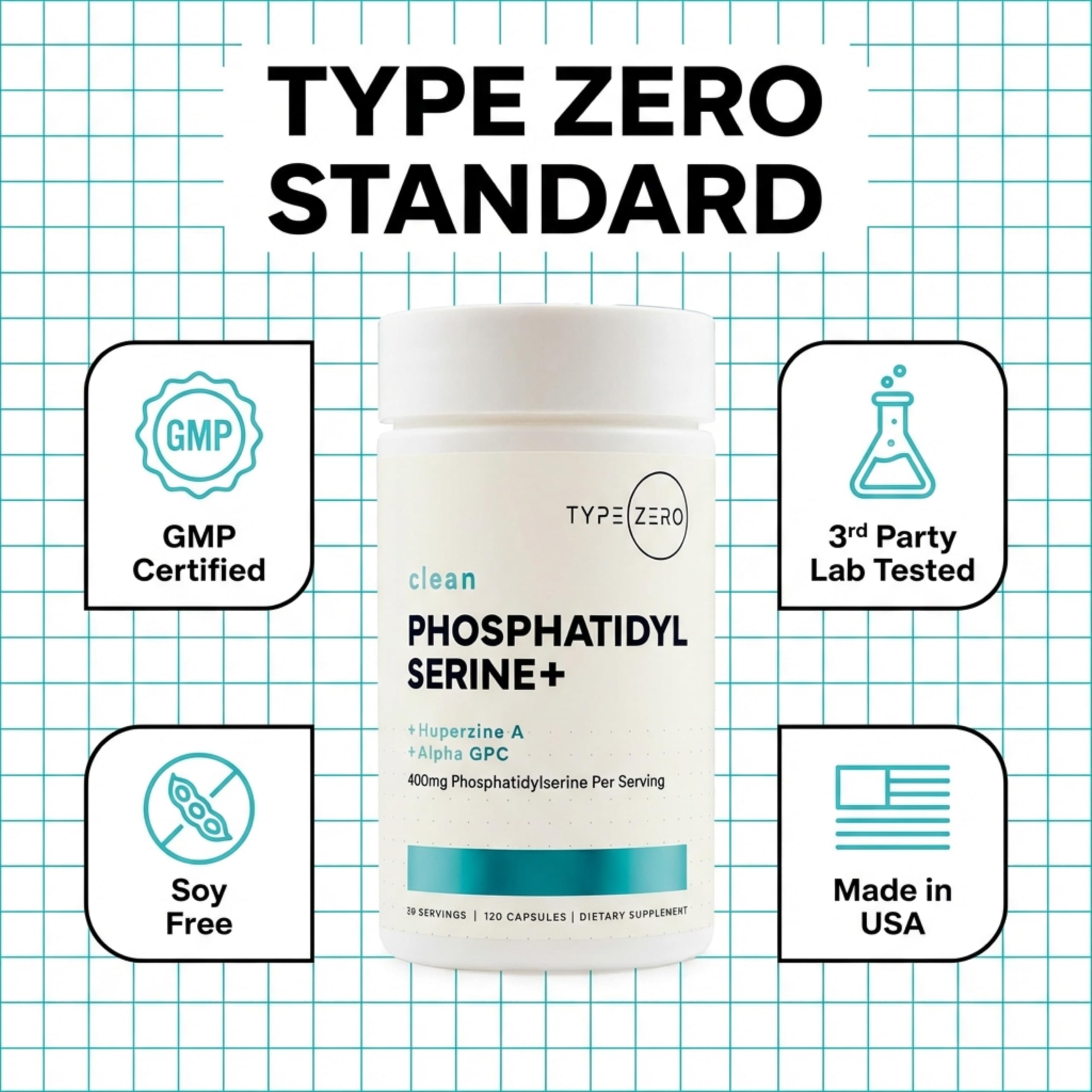 Type Zero Huperzina A 200 mcg: cápsulas para memoria y enfoque.