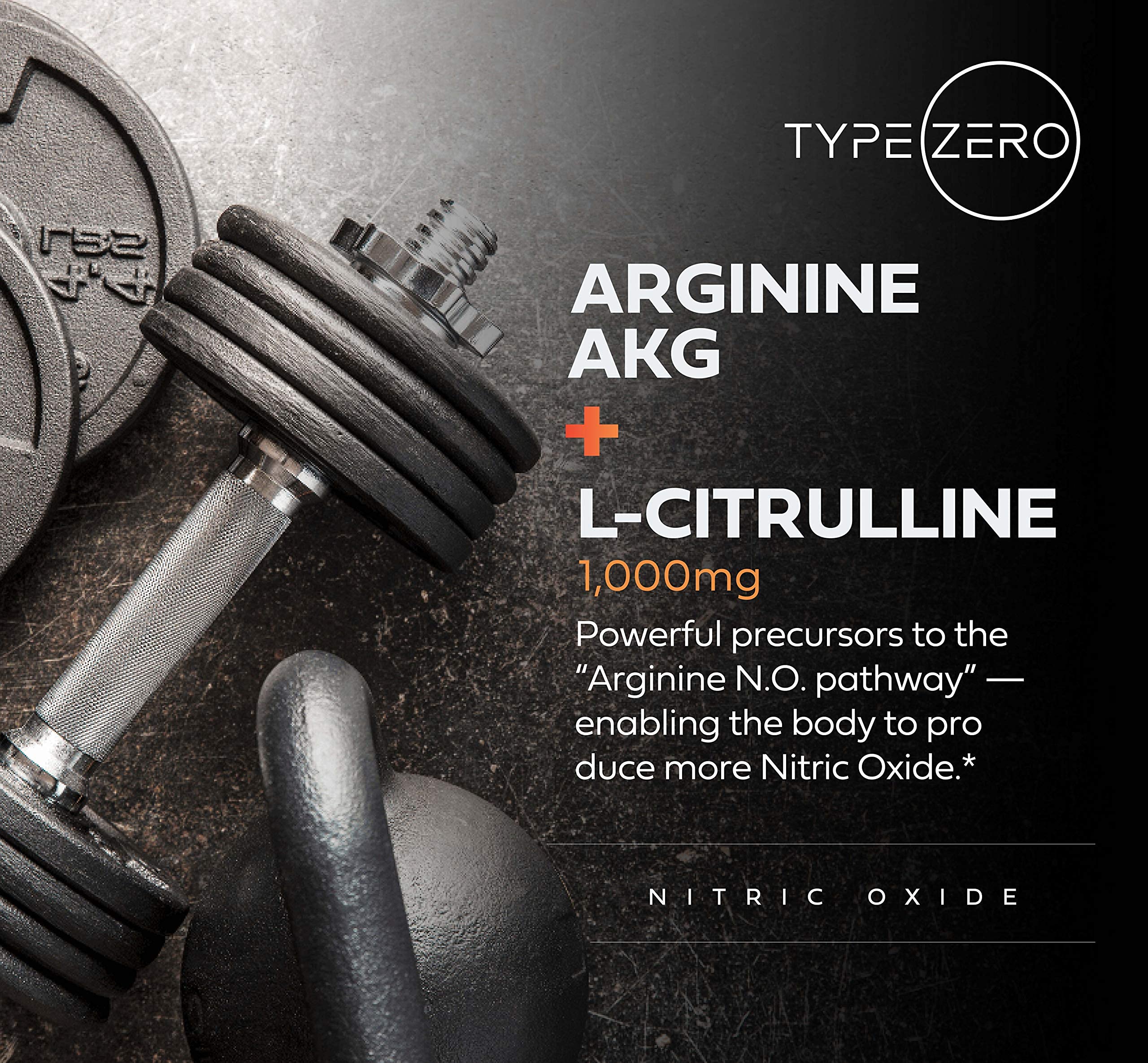 Etiqueta de Type Zero Nitric Oxide 6X Booster con ingredientes clave.