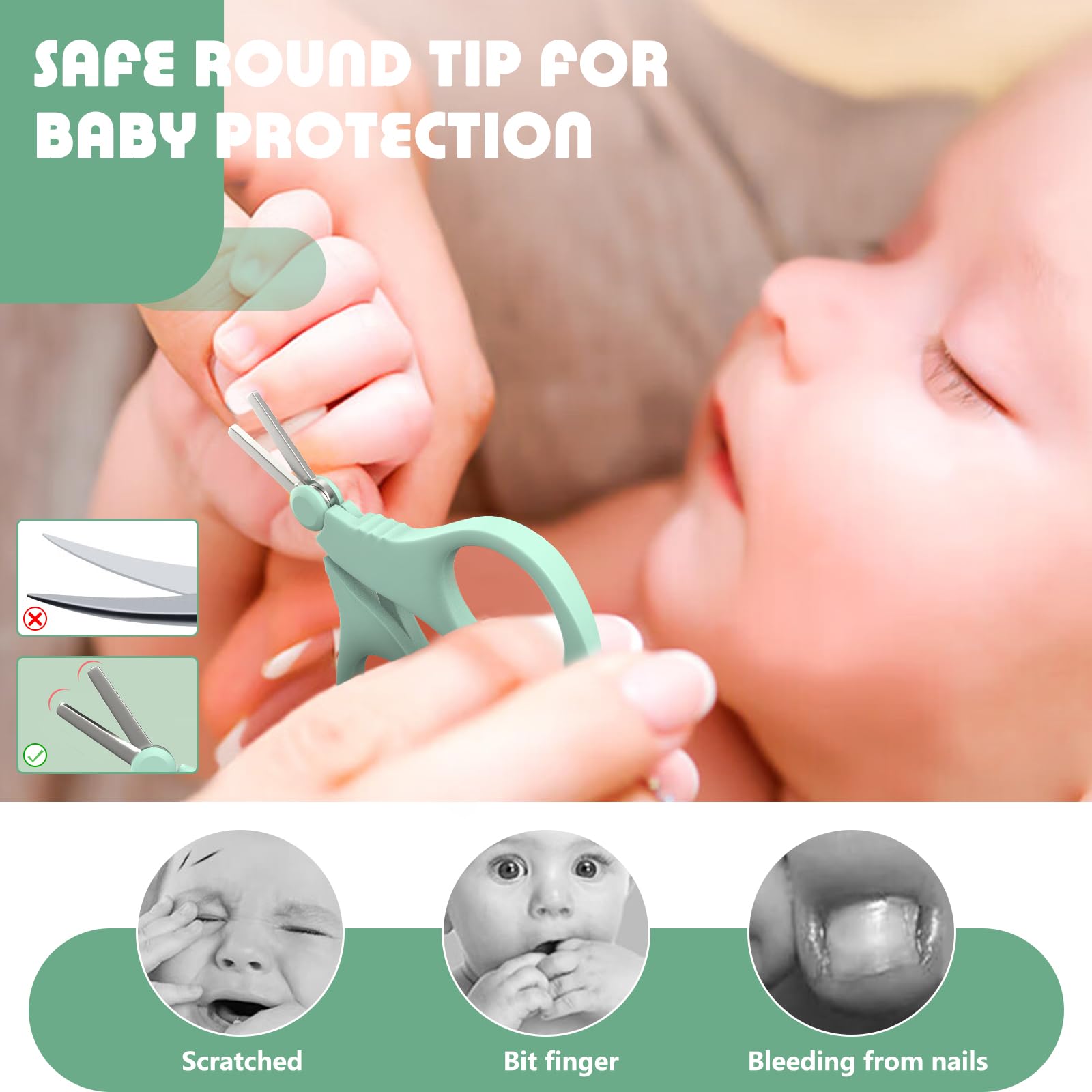 TYTDOUTER tijeras bebé con mango ergonómico para manejo estable.