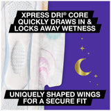 Alas Tru-Fit de U by Kotex aseguran un ajuste seguro nocturno.