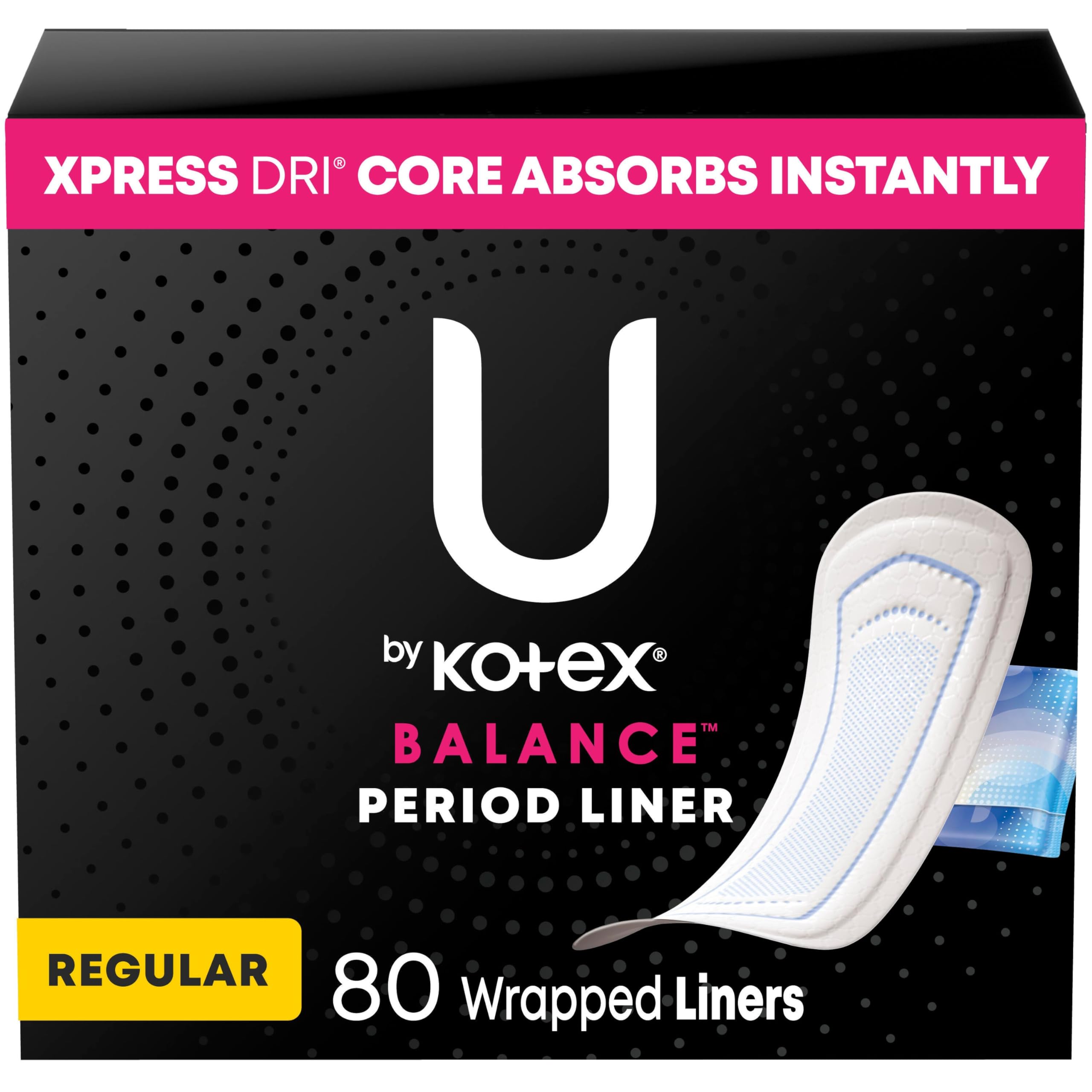 Protector diario U by Kotex Balance envuelto, tamaño regular, para comodidad diaria
