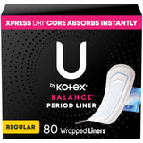 Protector diario U by Kotex Balance envuelto, tamaño regular, para comodidad diaria
