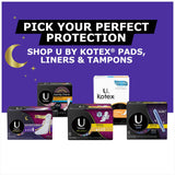 Lados suaves de U by Kotex ofrecen comodidad durante la noche.
