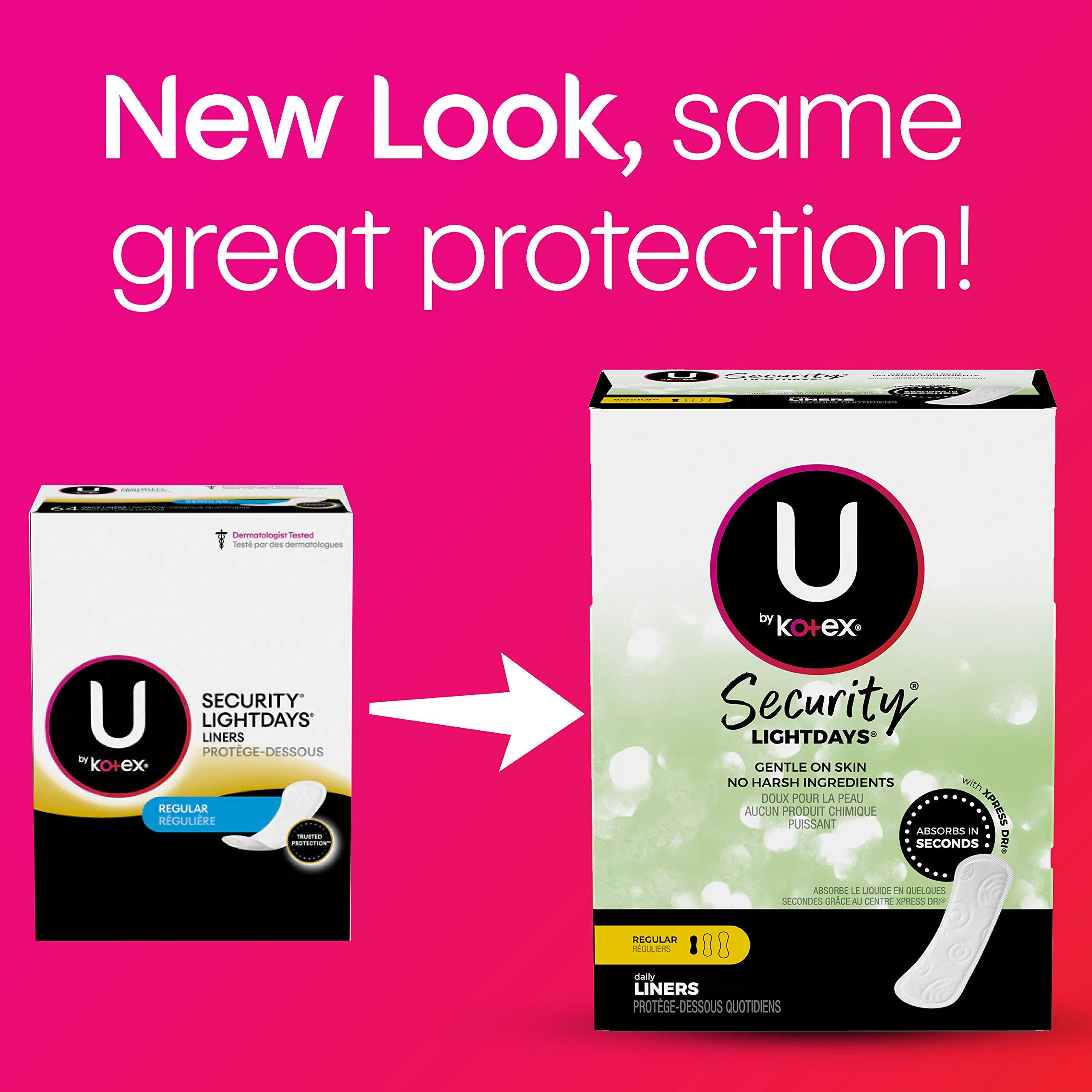U by Kotex Lightdays protector diario sin fragancia para piel sensible