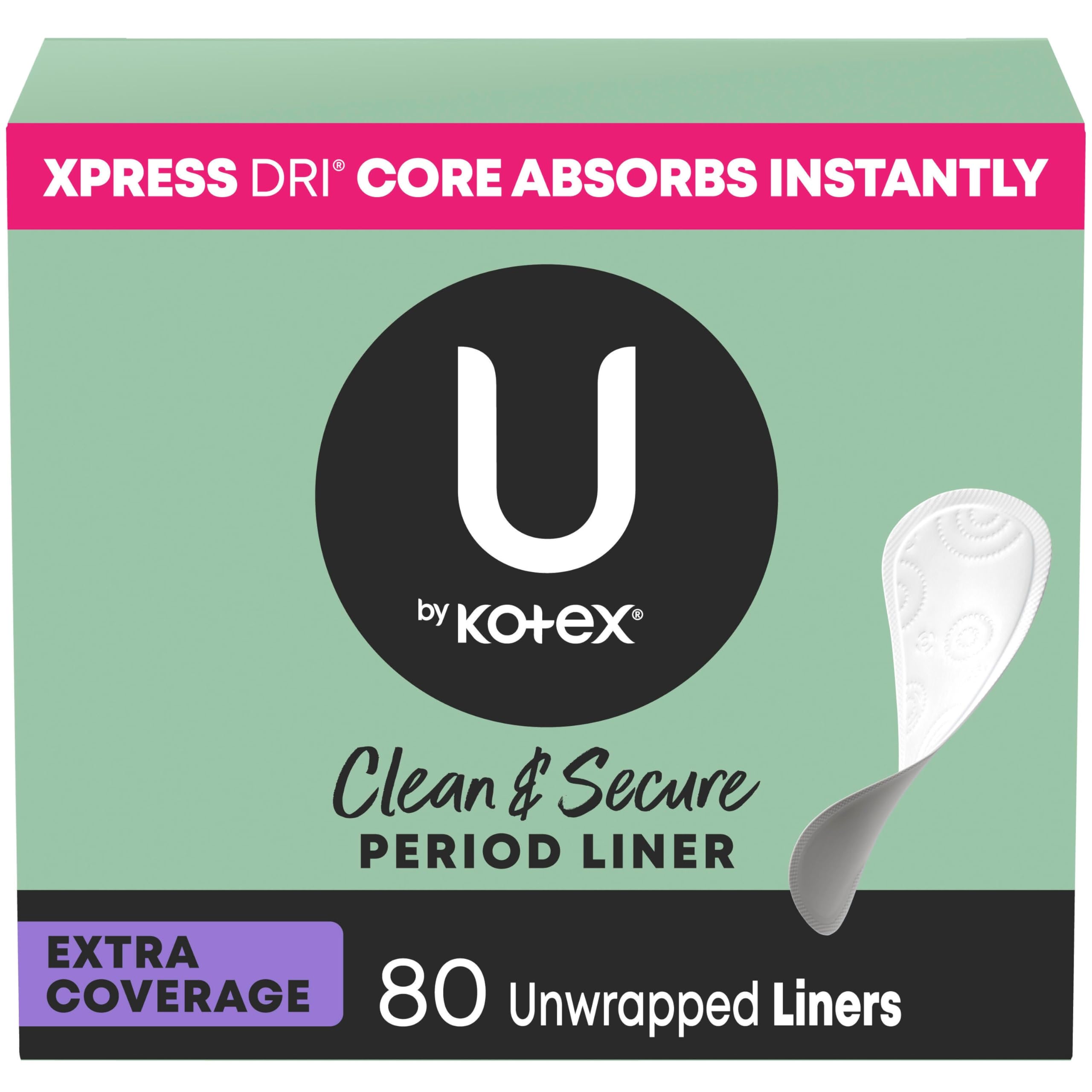 Protector diario U by Kotex con absorción ligera y cobertura extra para días ligeros.