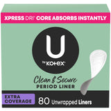Protector diario U by Kotex con absorción ligera y cobertura extra para días ligeros.